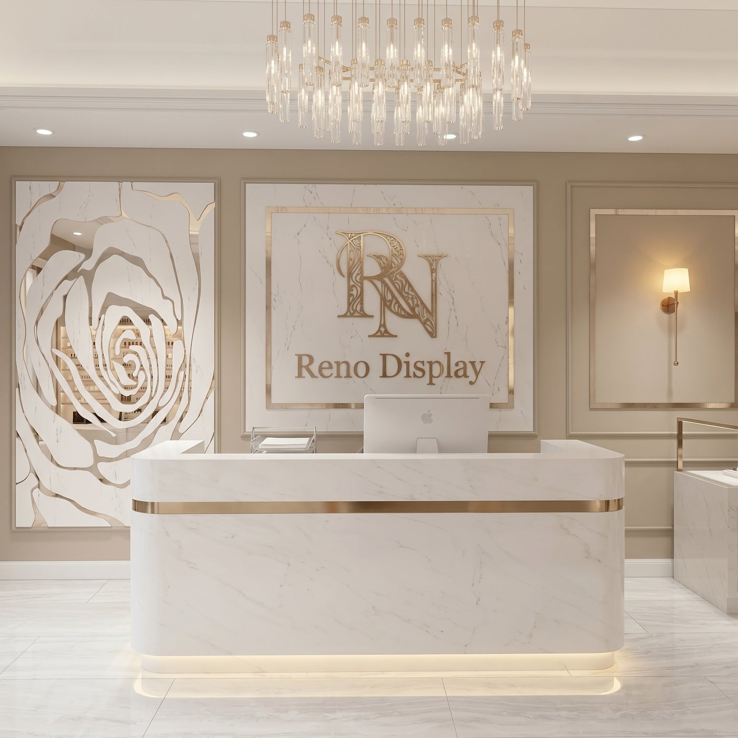 Reno Modern Lighted Reception Desk Luxury Spa Salon Check-in Counter