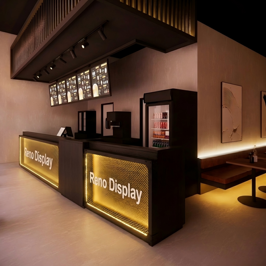 Ironvein Bar Reception Counter with LED & Wire Mesh Panel