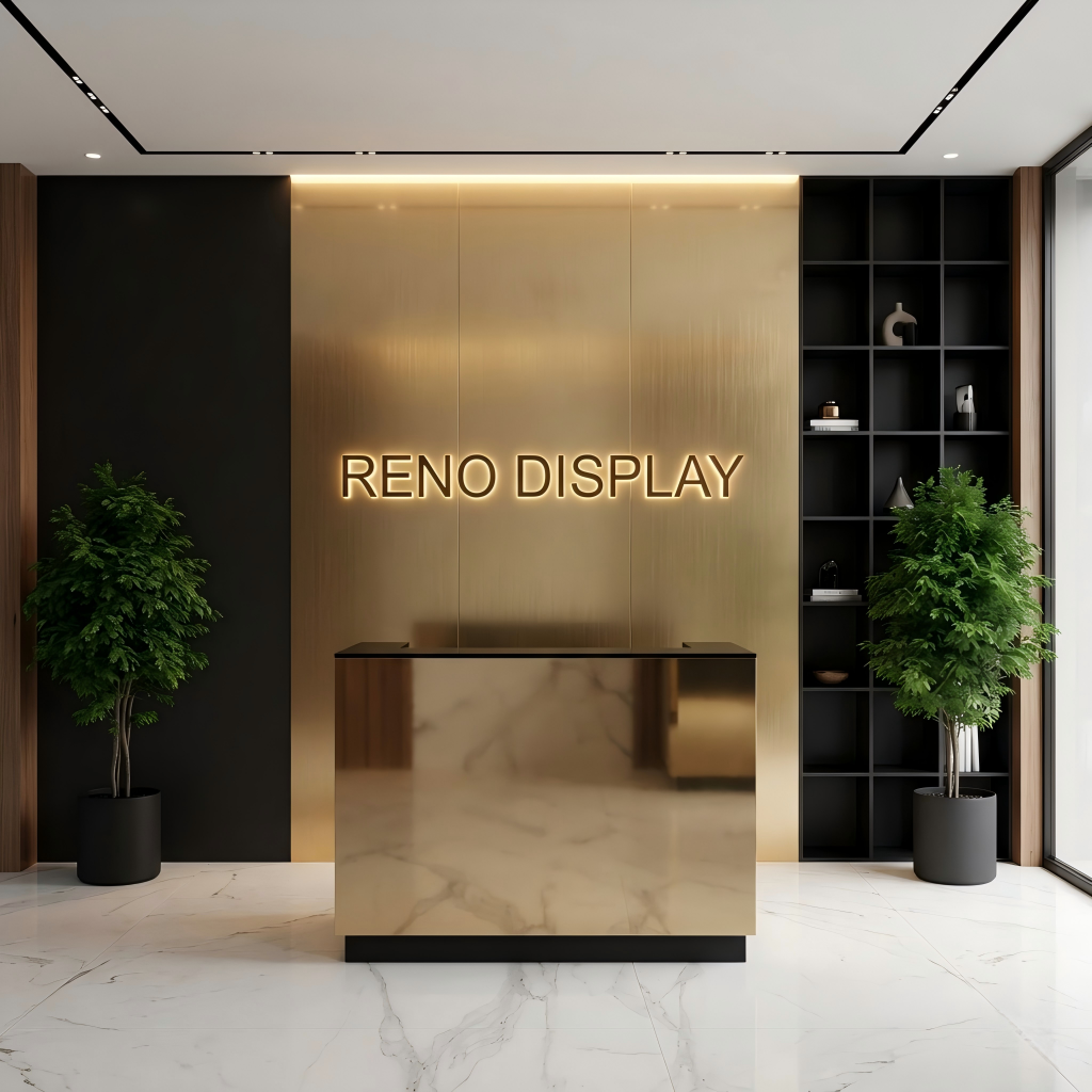 Erm Metal Gold Brushed Stainless Steel Reception Desk