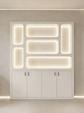 Skoll Cosmetic Display Cabinet, Modern LED Lit Beauty Salon White Cabinet