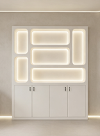 Skoll Cosmetic Display Cabinet, Modern LED Lit Beauty Salon White Cabinet