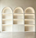 Hati LED Cosmetic Display Cabinet, Arched Open‑Shelf Beauty Salon Cabinet
