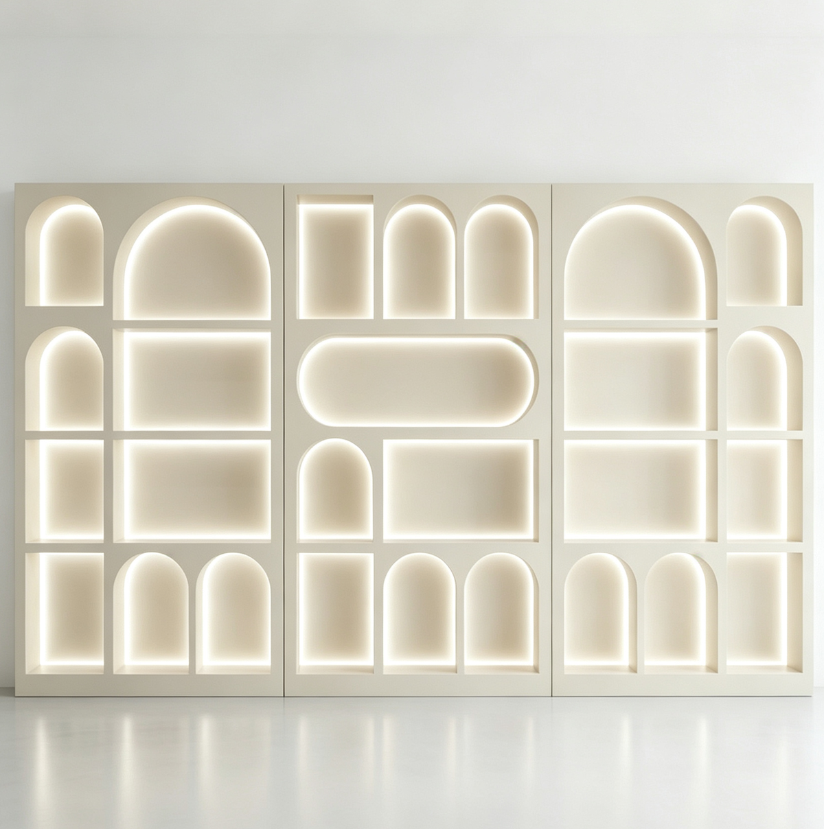 Aesir Cosmetic Grid Display Cabinet, French Cream‑Style Matte Gloss Cabinet