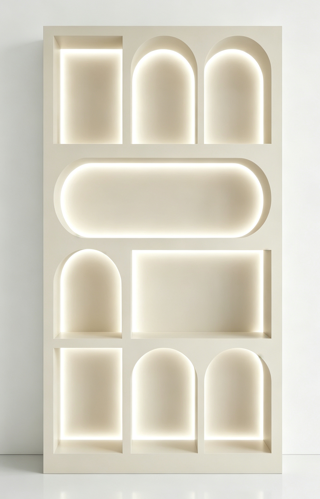 Aesir Cosmetic Grid Display Cabinet, French Cream‑Style Matte Gloss Cabinet