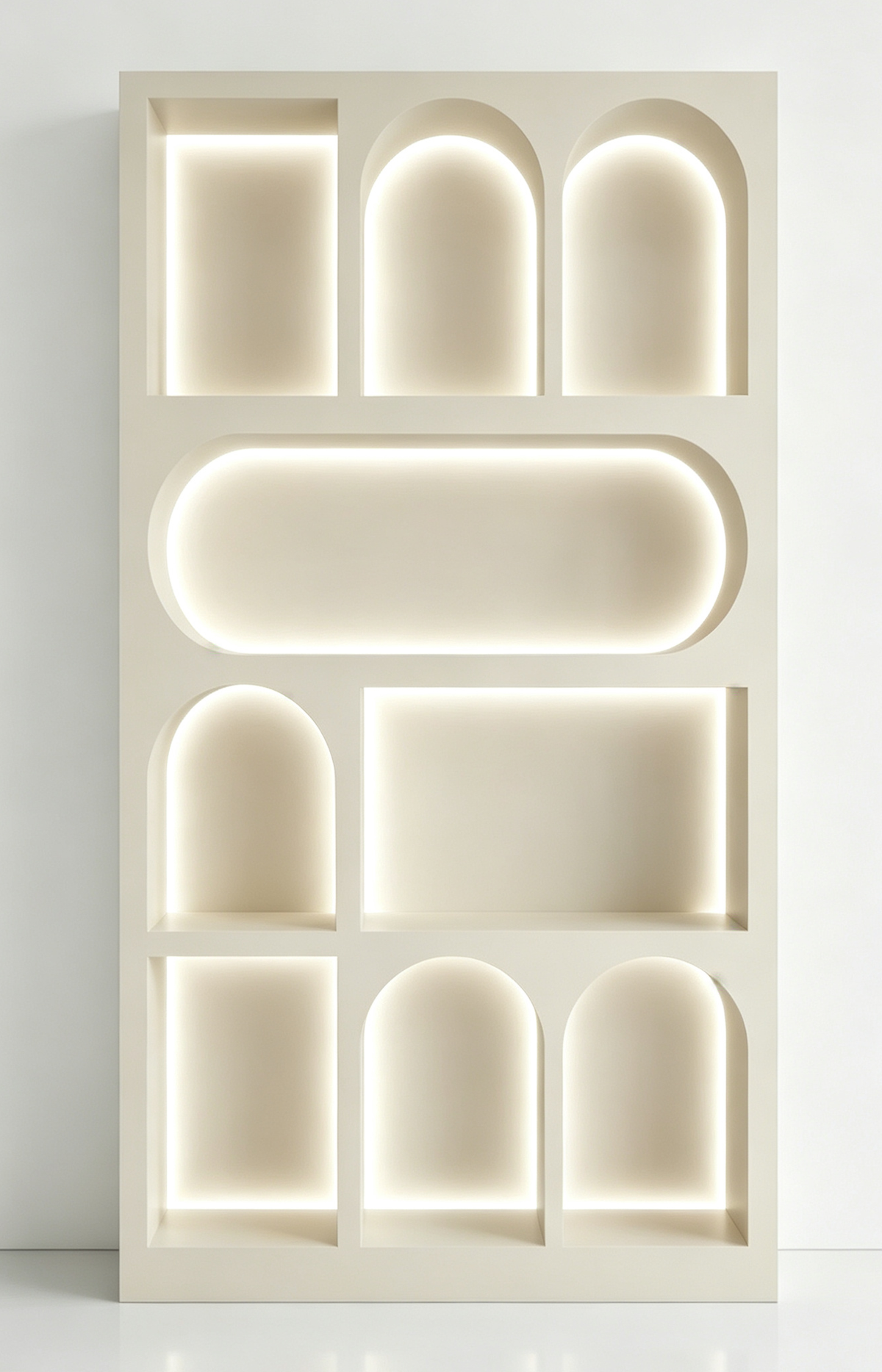 Aesir Cosmetic Grid Display Cabinet, French Cream‑Style Matte Gloss Cabinet