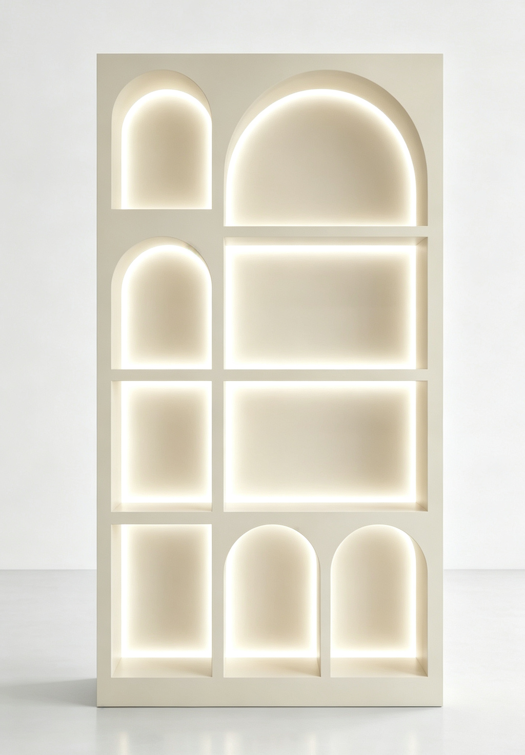 Aesir Cosmetic Grid Display Cabinet, French Cream‑Style Matte Gloss Cabinet