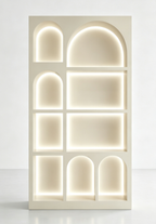 Aesir Cosmetic Grid Display Cabinet, French Cream‑Style Matte Gloss Cabinet