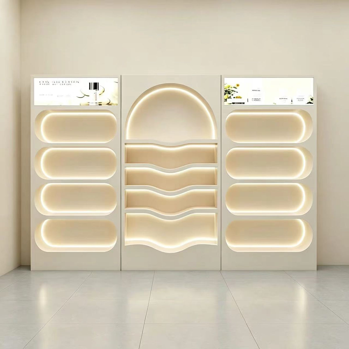 Dokka LED Lighted Beauty Salon Wall Display Cabinet Skincare Retail Wall Shelf