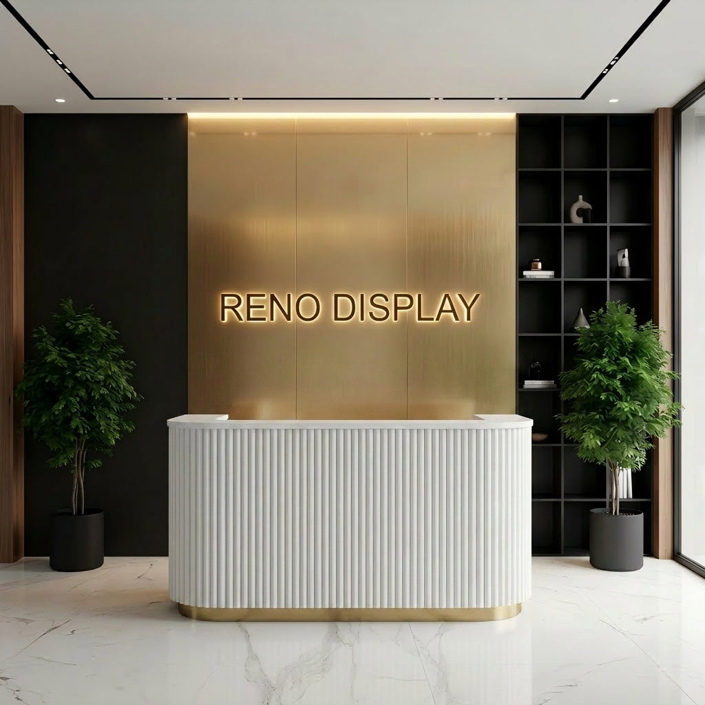 Lira Round Feature Fluted Reception Desk