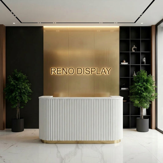 Lira Round Feature Fluted Reception Desk