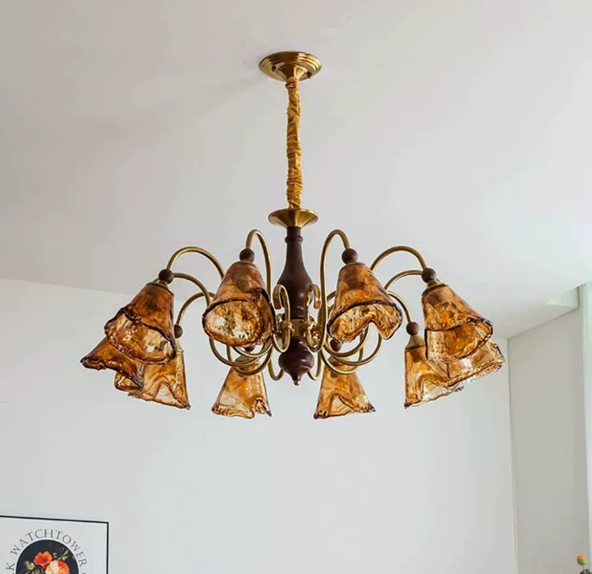 Krom Mid Century French Vintage Chandelier, 3 Tone Adjustable Lamp