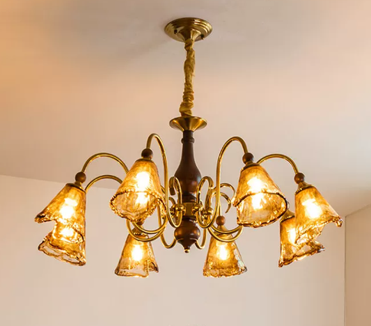 Krom Mid Century French Vintage Chandelier, 3 Tone Adjustable Lamp