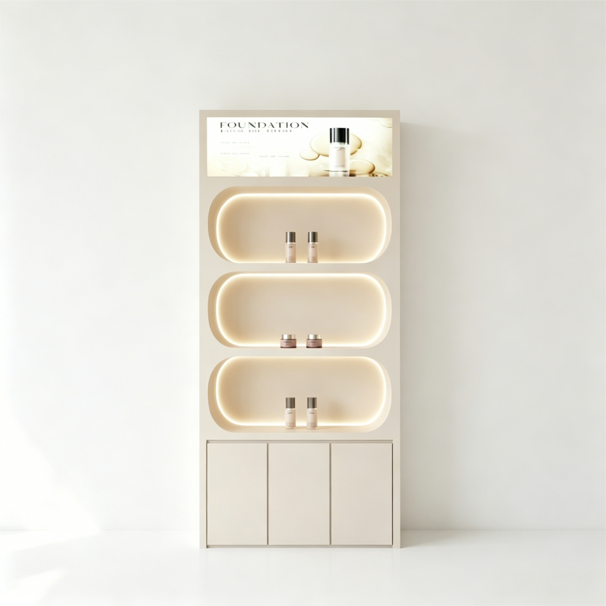Dokka LED Lighted Beauty Salon Wall Display Cabinet Skincare Retail Wall Shelf