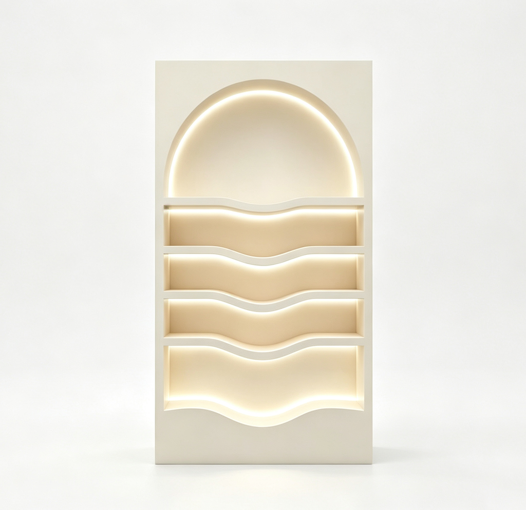 Dokka LED Lighted Beauty Salon Wall Display Cabinet Skincare Retail Wall Shelf