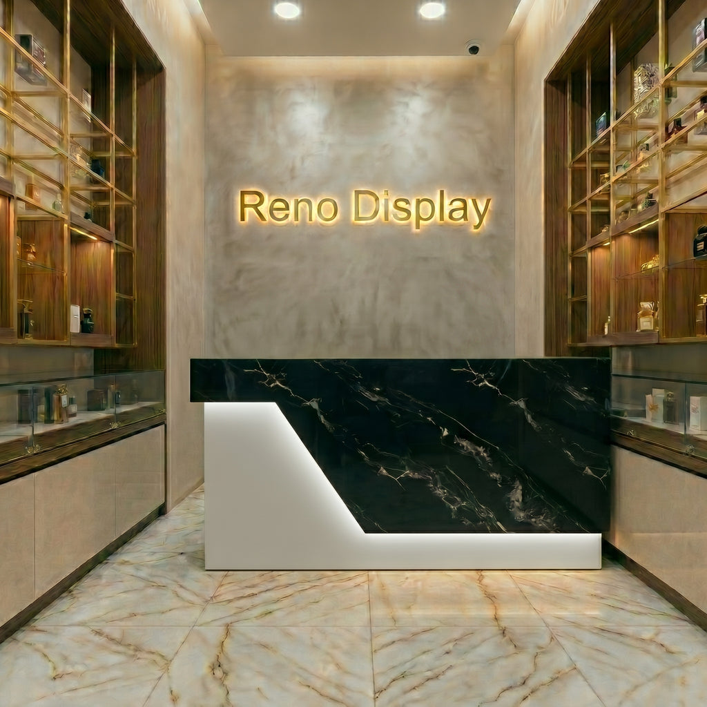 Vana Marble Reception Desk with LED Accent | Custom Retail Counter