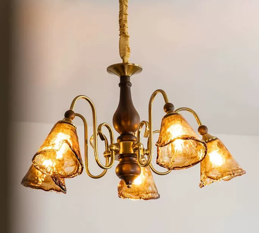 Krom Mid Century French Vintage Chandelier, 3 Tone Adjustable Lamp
