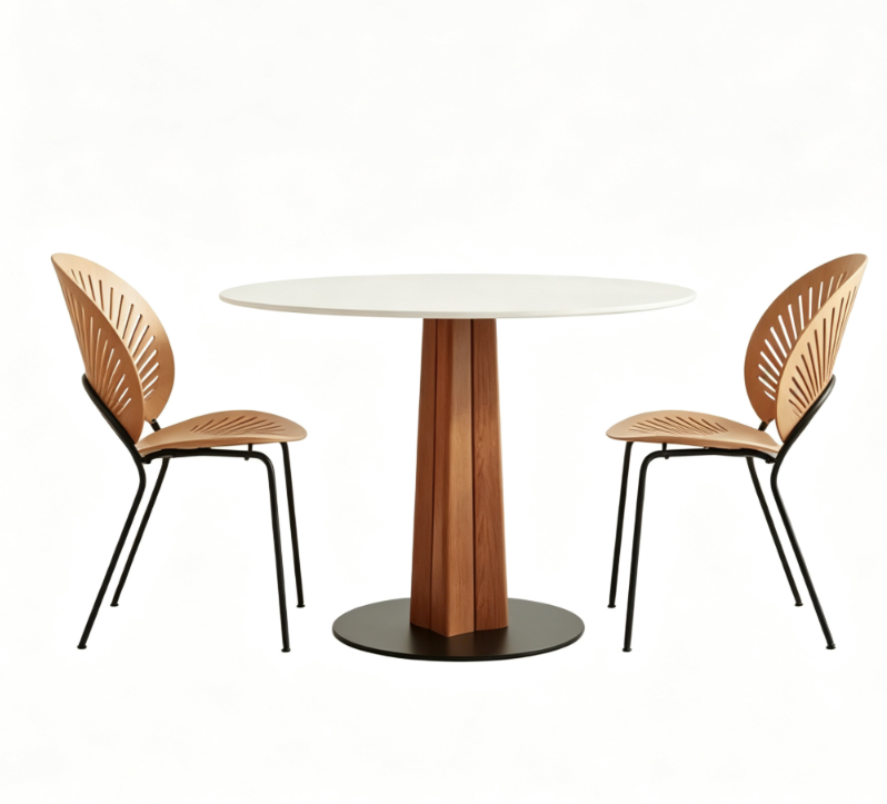 Bergelmir Custom Sintered‑Stone Top Coffee Table with Solid Ash Wood Leg