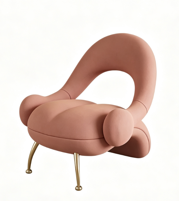 Draugr Curved Velvet Accent Chair, Beauty Salon Guest Waiting Sofa