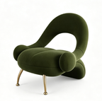 Draugr Curved Velvet Accent Chair, Beauty Salon Guest Waiting Sofa