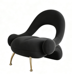 Draugr Curved Velvet Accent Chair, Beauty Salon Guest Waiting Sofa
