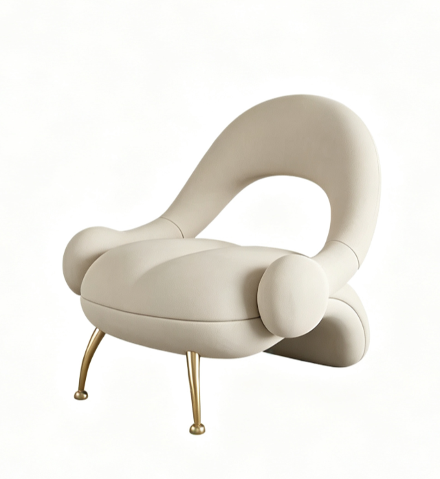 Draugr Curved Velvet Accent Chair, Beauty Salon Guest Waiting Sofa