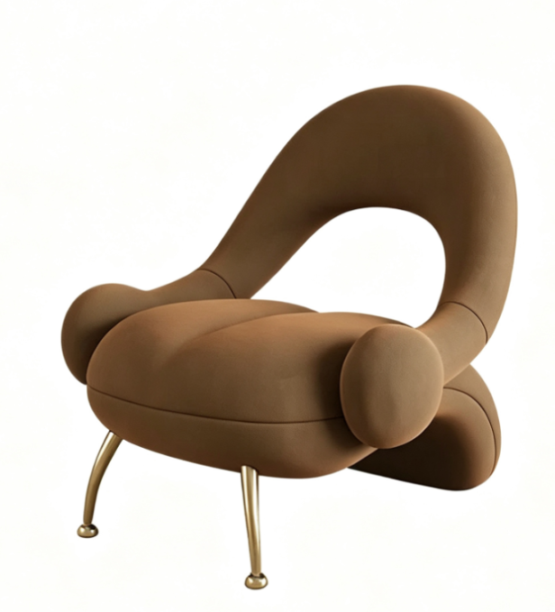 Draugr Curved Velvet Accent Chair, Beauty Salon Guest Waiting Sofa
