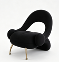 Draugr Curved Velvet Accent Chair, Beauty Salon Guest Waiting Sofa