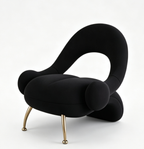 Draugr Curved Velvet Accent Chair, Beauty Salon Guest Waiting Sofa