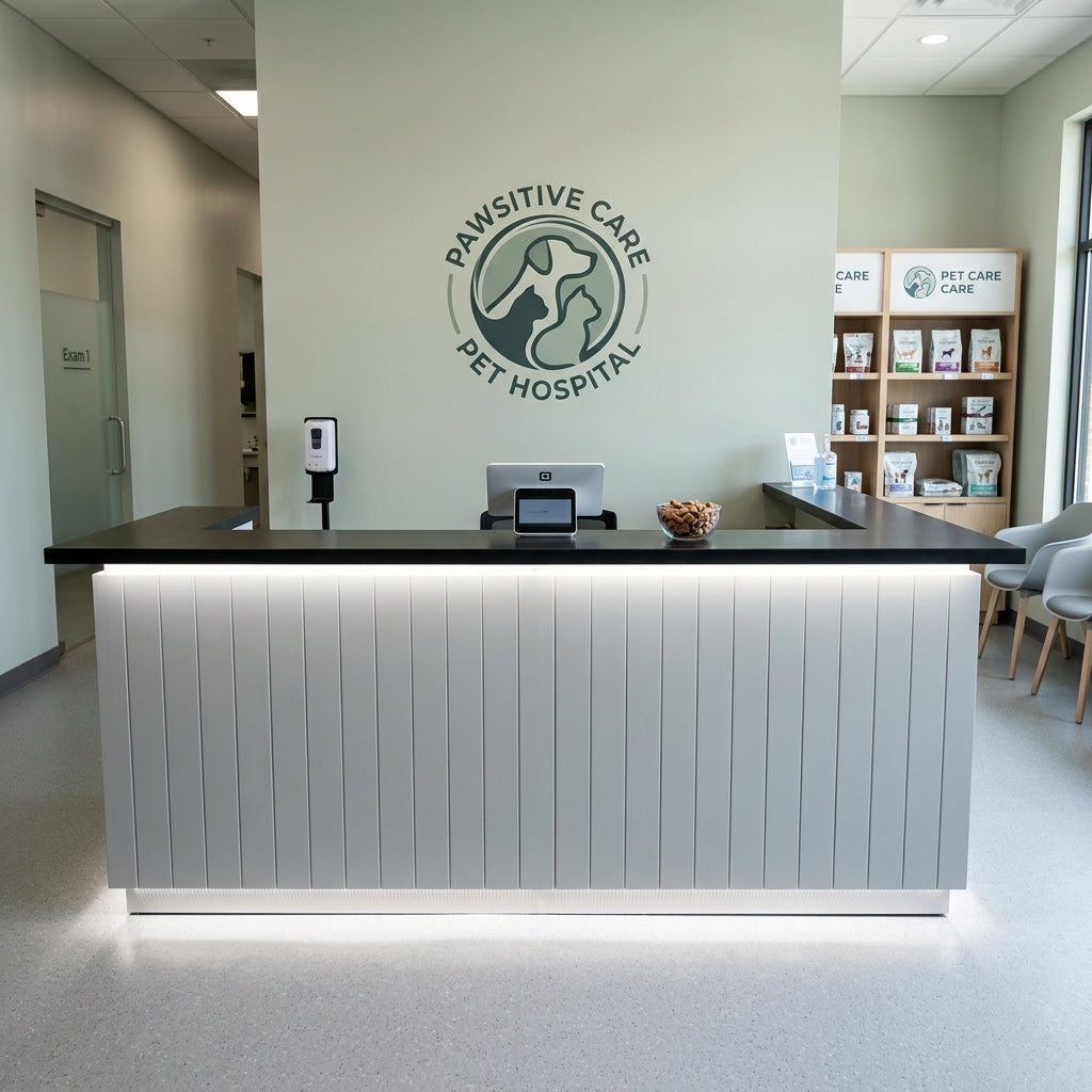 Grit Linear Fluted LED Reception Counter