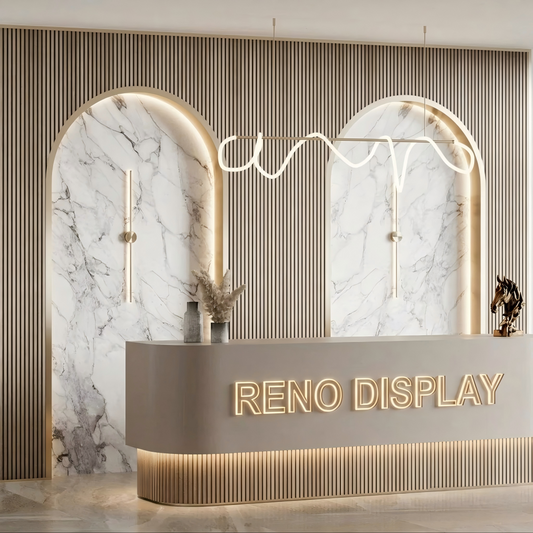 Domi Curved Fluted LED Reception Desk