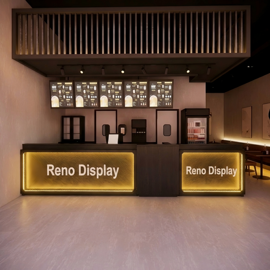 Ironvein Bar Reception Counter with LED & Wire Mesh Panel