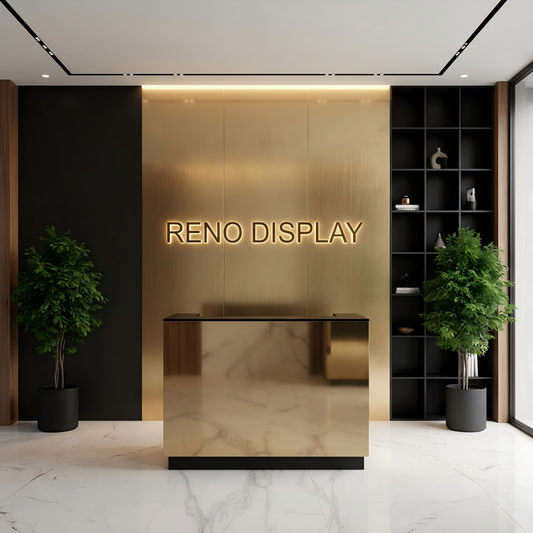 Erm Metal Gold Brushed Stainless Steel Reception Desk