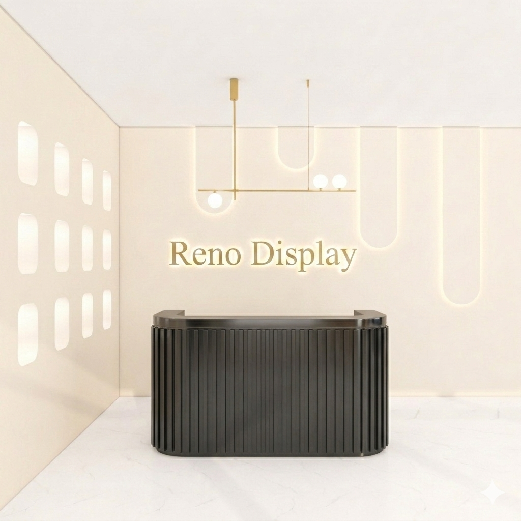 Lira C Fluted Curved Reception Desk