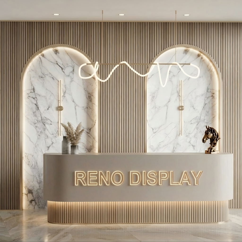 Domi Curved Fluted LED Reception Desk