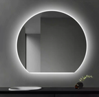 Angrboda Irregular Round LED Bathroom Mirror 3 Color adjustable Anti-Fog Vanity Mirror