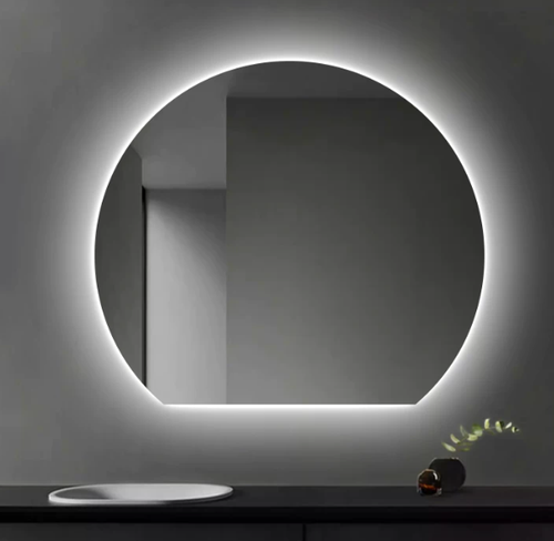 Angrboda Irregular Round LED Bathroom Mirror 3 Color adjustable Anti-Fog Vanity Mirror