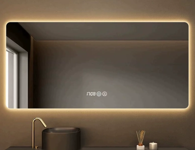 Vidar Frameless LED Bathroom Mirror 3 Color Dimmable Anti-Fog Vanity Mirror