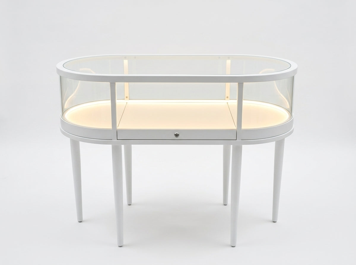 Mola Curved Glass Jewelry Display Counter LED Counter