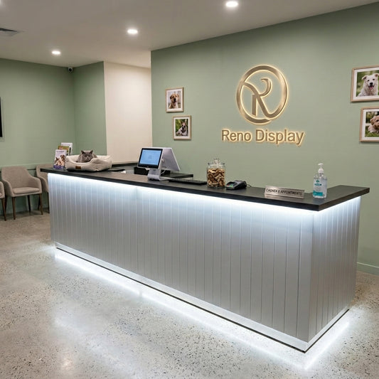 Grit Linear Fluted LED Reception Counter