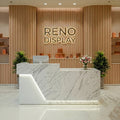 Vana Marble Reception Desk with LED Accent | Custom Retail Counter