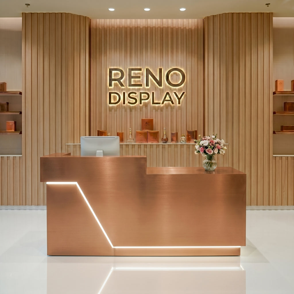 Vana Marble Reception Desk with LED Accent | Custom Retail Counter