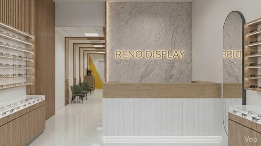 Iron A Grooved Panel Reception Desk for Optical Store